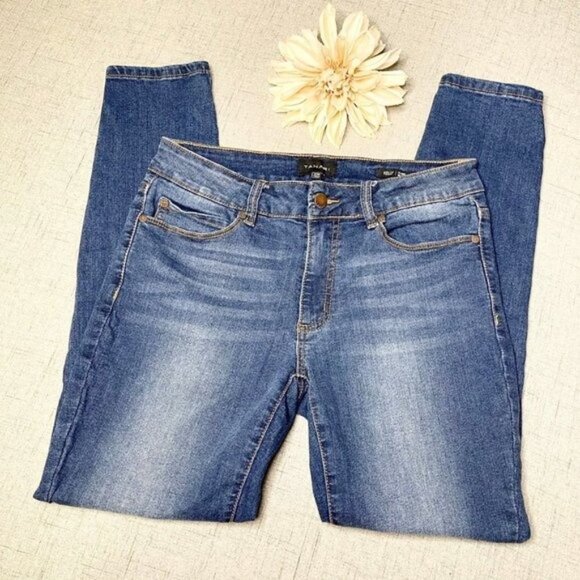 Tahari Classic Skinny Jeans Dark Blue Distressed Stretch 6 - Picture 4 of 8